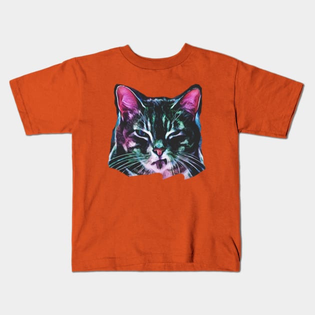 angry cat Kids T-Shirt by menung